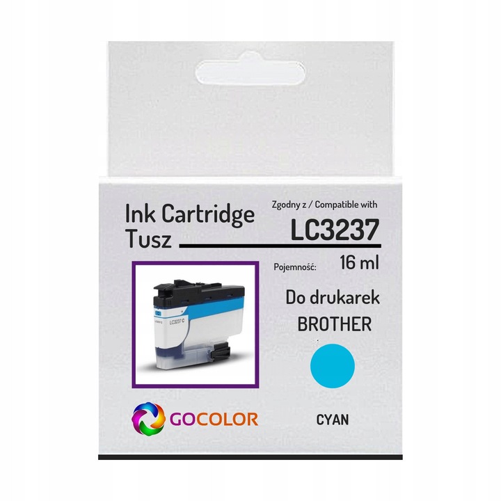 Gocolor LC3237C tintapatron, kompatibilis Brother, cián, 16ml, 1500 oldal