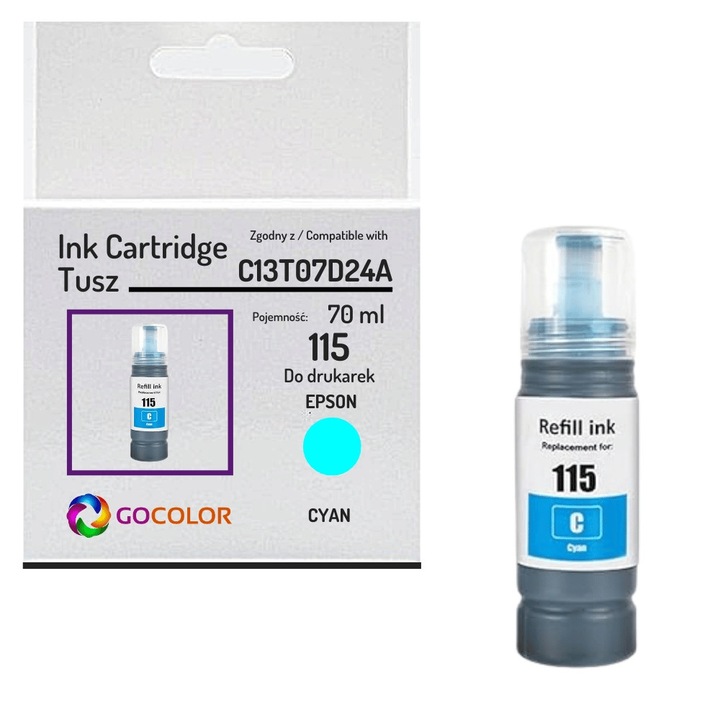 Gocolor cián tintapatron 115 T07D2 13T07D24A Epson EcoTank L8160 L8180 készülékhez