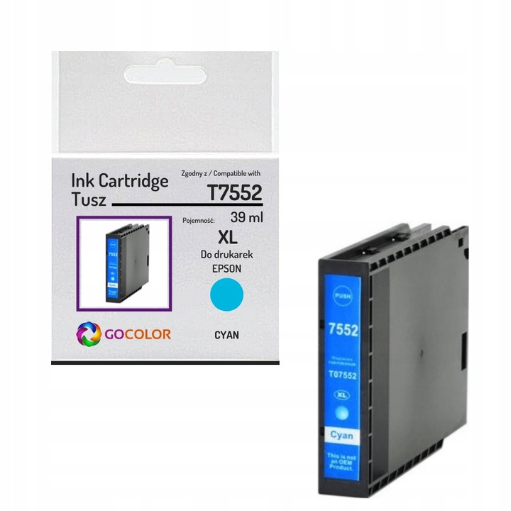 Gocolor T7552 XL tintapatron, cián, 39ml, 4000 oldal, kompatibilis Epson WorkForce Pro, szett