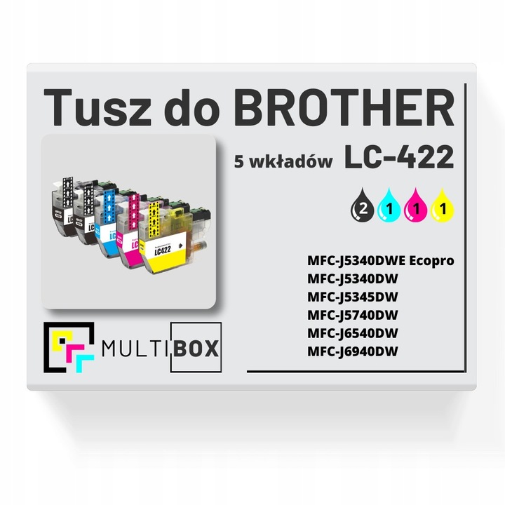 Multibox LC-422 patronkészlet, 5 db, fekete, cián, magenta, sárga