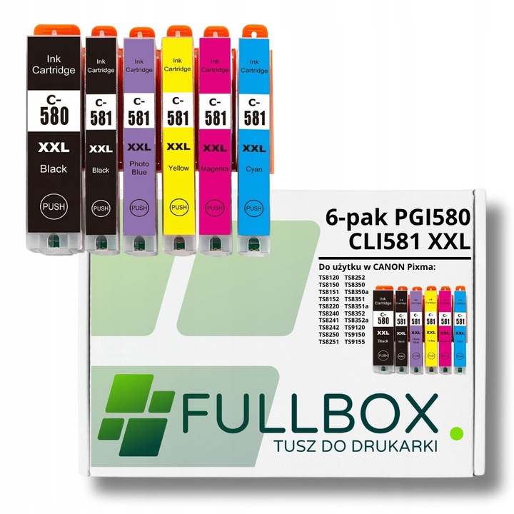 Fullbox PGI-580 CLI-581 XXL színes tintapatron készlet, 6 db
