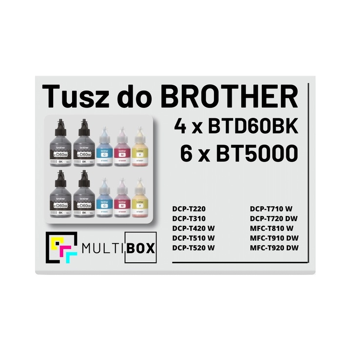 Multibox 10 tintapatron készlet Brother-hez, pigment, fekete cián magenta sárga, 4x100ml+6x48.8ml