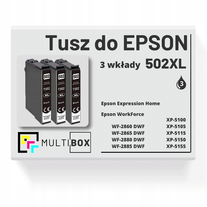 Multibox 502XL fekete tintapatron készlet, 3 db, 18ml