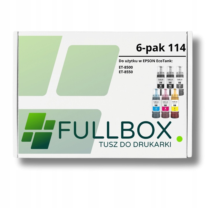 6 db tintapatron készlet Fullbox 114 fotószürke Epson EcoTank ET-8500 ET-8550 nyomtatóhoz