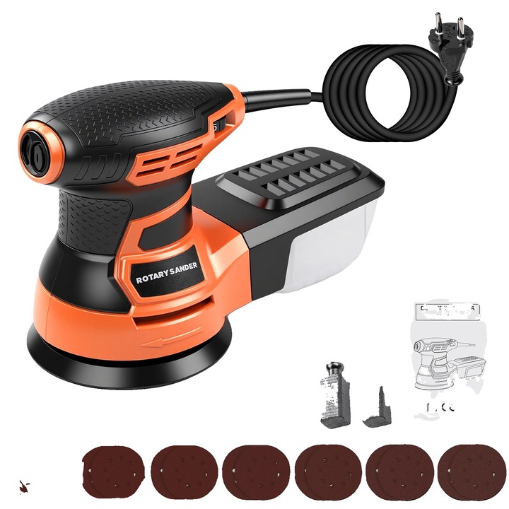 Elektromos csiszoló 350W, 6000-13000 ford./perc, 20x12x15 cm, fehér
