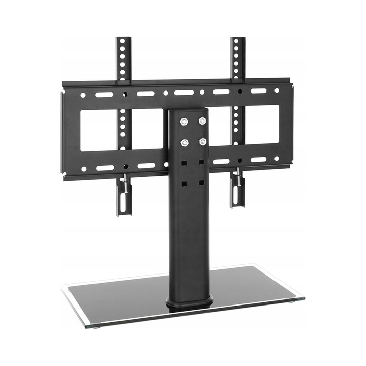 Univerzális állítható TV tartó, fekete üveg, 35kg, 600x400mm