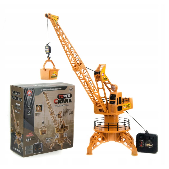Macara electrica telecomandata For Fun, galben-negru, 48x30x30cm, rotativa, cu LED