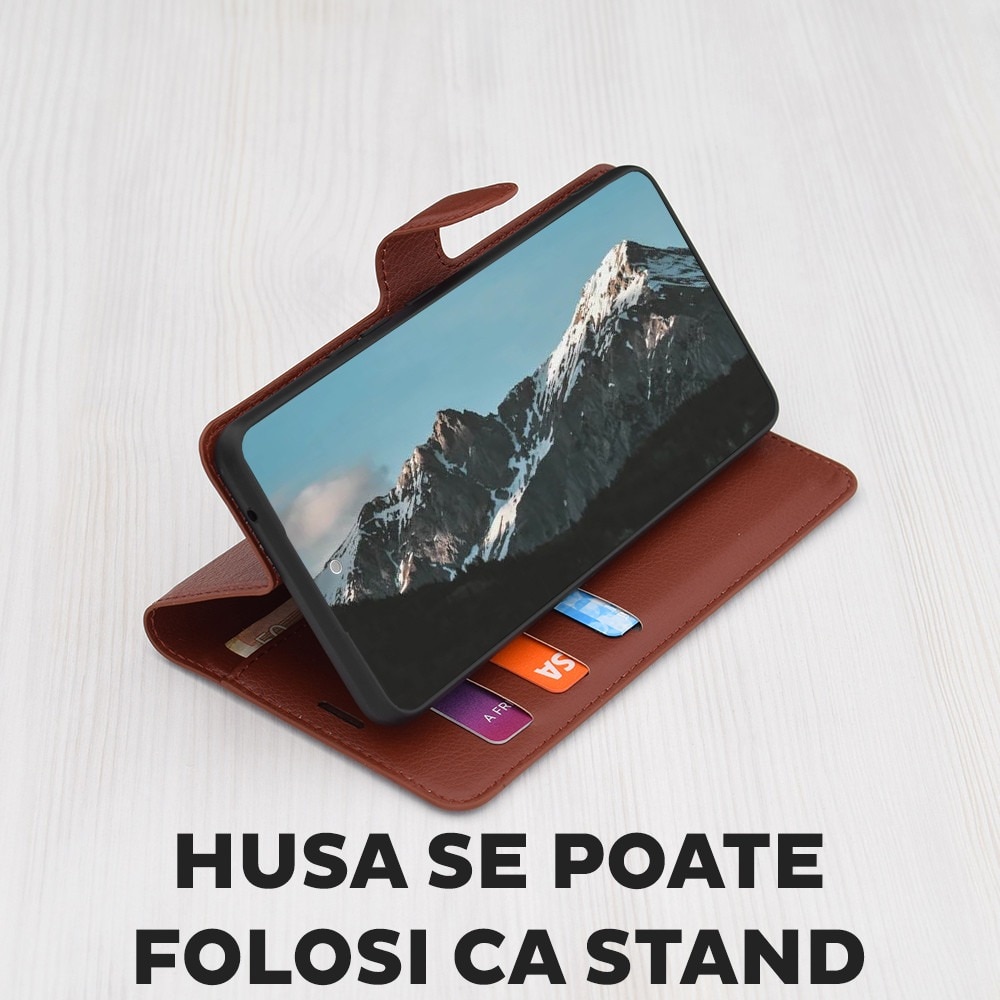 Husa pentru Oppo Reno 16 / Reno 16 Pro Tip Carte, Leather Folio, Functie de Stand, Calitate Premium, Antisoc, Protectie Sporita, Maro