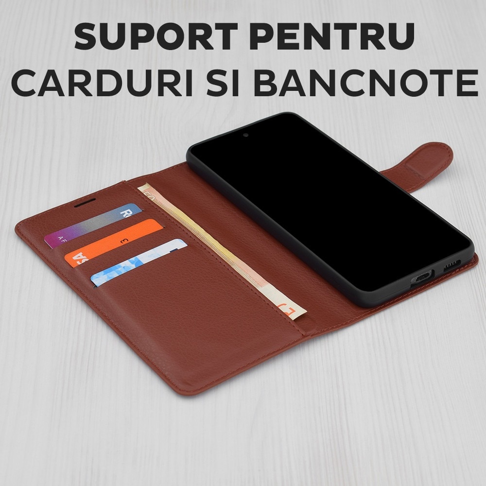 Husa pentru Oppo Reno 16 / Reno 16 Pro Tip Carte, Leather Folio, Functie de Stand, Calitate Premium, Antisoc, Protectie Sporita, Maro