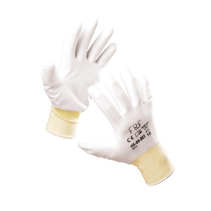 CERVA Védőkesztyű fehér mártott HS-04-003 PE/PU 11