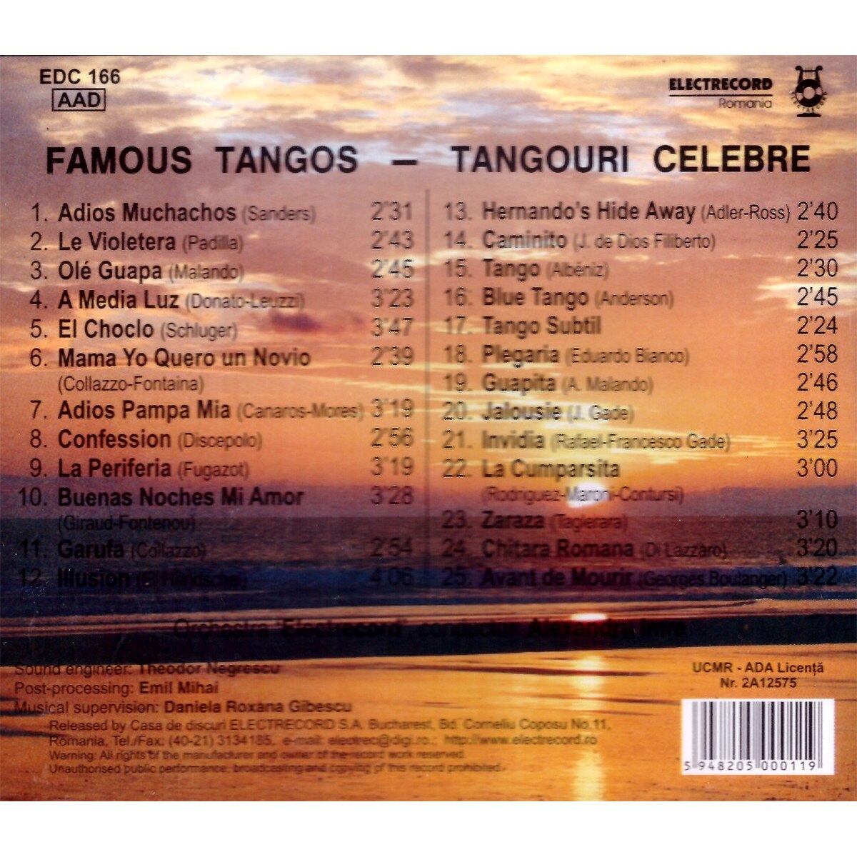 Orchestra Electrecord / Alexandru Imre - Famous Tangos - Tangouri