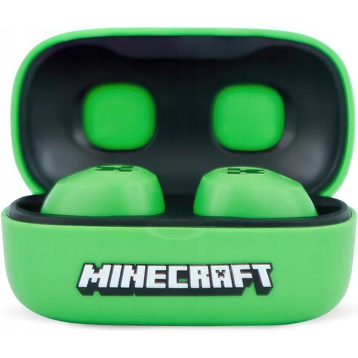 Casti cu fir OTL Minecraft 3D verde