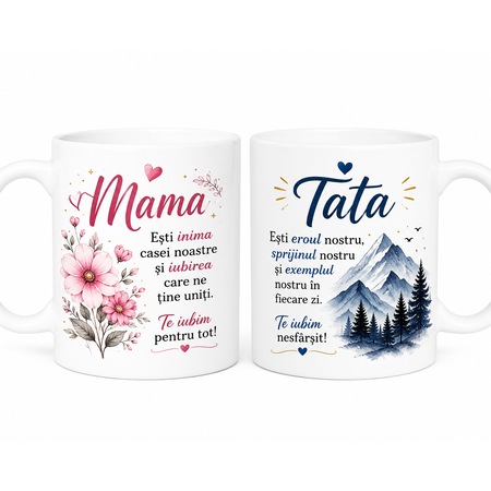 Set 2 cani cadou pentru parinti, mama si tata