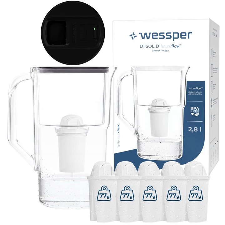 Cana filtranta Wessper D1 SOLID 2,8l cu filtru aquaclassic set 6 buc