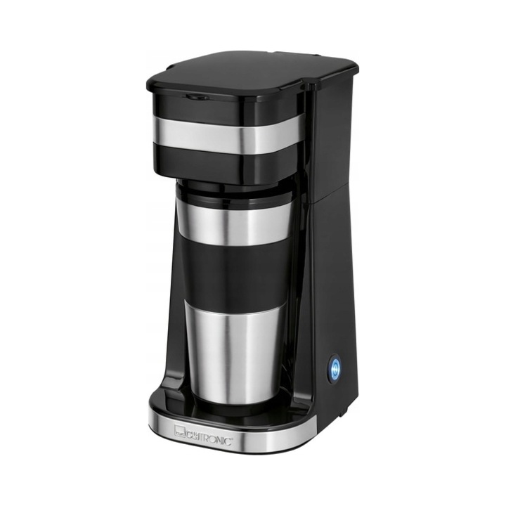 Espressor cafea Clatronic KA 3733 compact, inox negru, 400ml, 138x275x175mm