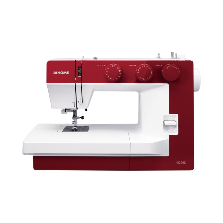 Masina de cusut Janome 1522RD, 25 programe, alb-rosu, 105x112mm