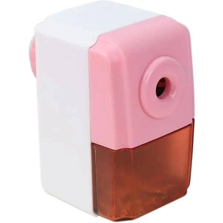 Ascutitoare manuala pentru creioane cu rezervor 31CJ-K0274-260814-3526, auto-feed, lama spiralata din otel, rezervor mare, ABS, roz/alb