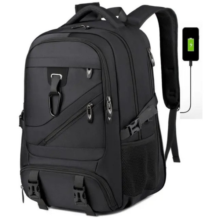Rucsac pentru laptop anti-furt, rezistent la apa cu port USB, K0255-0810-CDCJ51929, negru, 17 inch