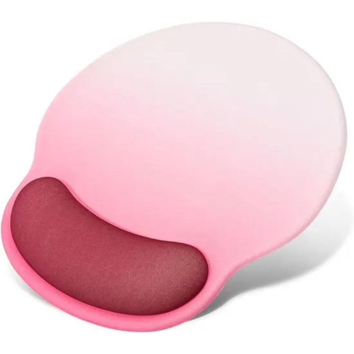 Mousepad gaming roz cu suport gel pentru incheietura 25x22cm