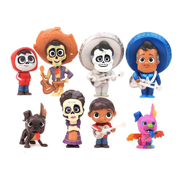 Комплект от 8 фигурки на герои от филма на Pixar COCO, многоцветни, 5-9см