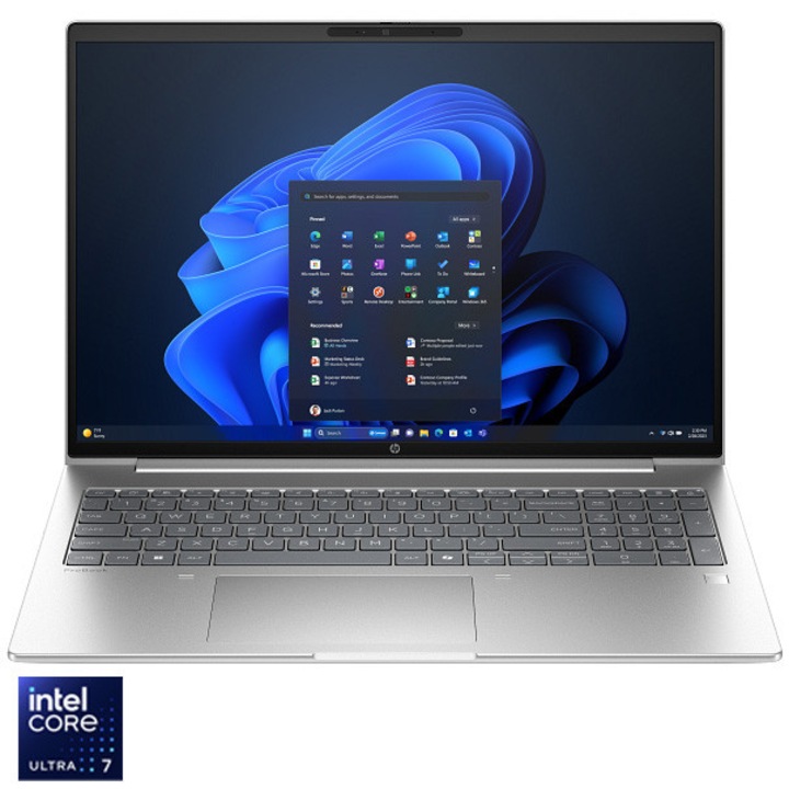 Laptop HP ProBook 4 G1i 16 cu procesor Intel® Core™ Ultra 7 255U pana la 5.20 GHz, 16" WUXGA, Touch, IPS, 32GB RAM, 1TB SSD, Intel® Graphics, Windows 11 Pro, Silver