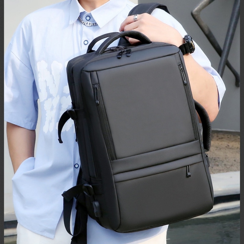Rucsac multifunctional si spatios pentru laptop de 17 inci, unisex, cu multiple compartimente si capacitate mare, conceput pentru a reduce efortul fizic, negru