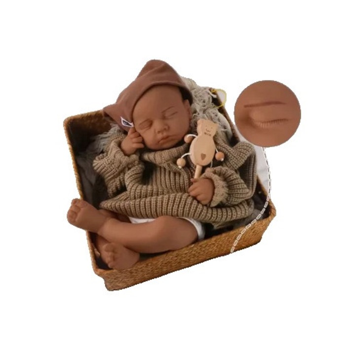Papusa nou-nascut baiat maro, silicon, 49cm, 3kg