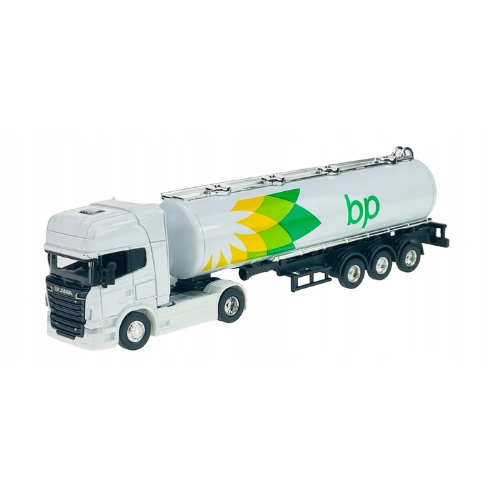 Scania Welly V8 R730 kamion, fém, levehető pótkocsi, 24x6,5x4 cm