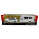 Rolls-Royce Cullinan autómodell, fehér, lakókocsival, 1:32 méretarányú, fém, Die-Cast, fények és hangok