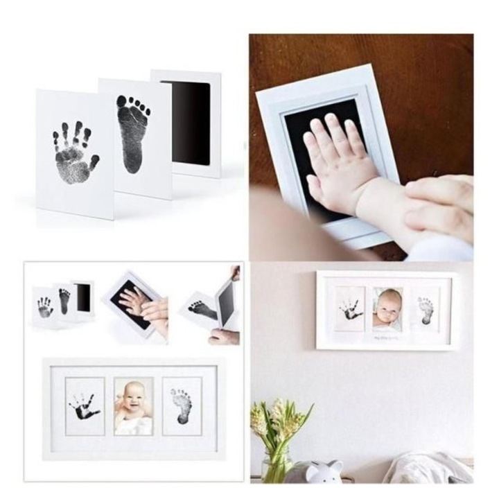 Unisex baba láb- és kézlenyomat készítő szett DIY képkeretekhez, többszínű, 0-36 hónap