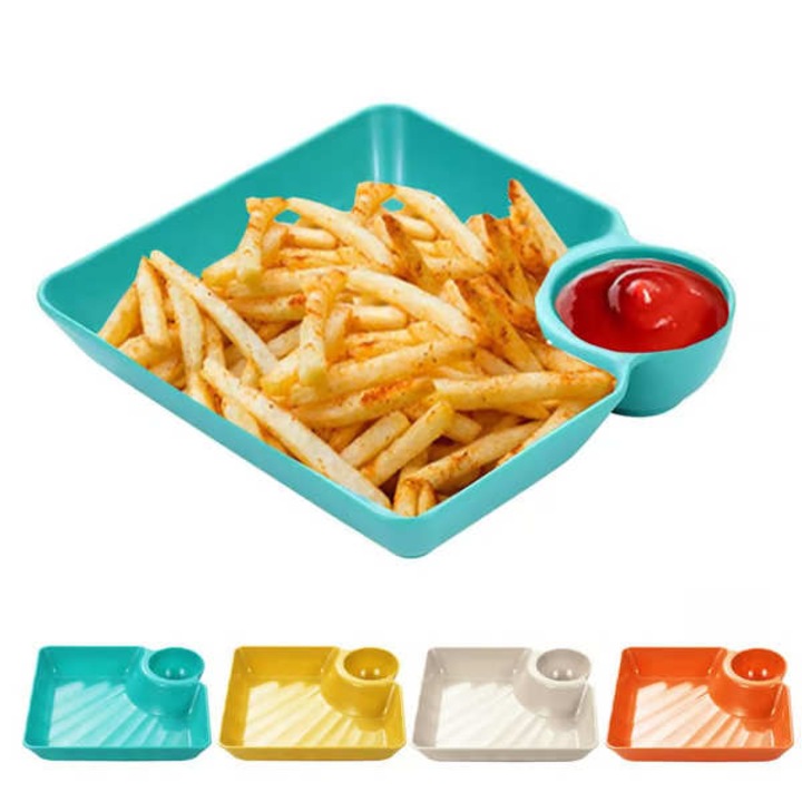Tányérkészlet, 4 darabos csomag, négyzet alakú, tökéletes sushihoz, gombóchoz, chipshez és előételekhez, mikrohullámú sütőbe, fagyasztóba és mindennapi használatra - DIPLUXA Többszín HOME & MARKER®