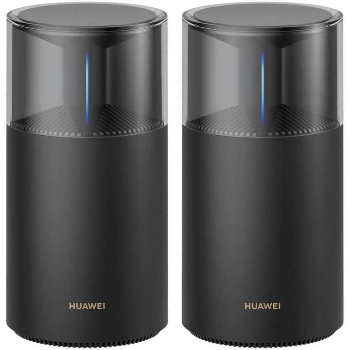 HUAWEI WiFi Mesh X1 Pro router (2 darabos csomag), 3.6 Gbps-os kétsávos Wi-Fi 7, Cross-Floor Mesh antenna, Négy 2.5 GE port, Jelerősítés, Zökkenőmentes roaming HUAWEI WiFi Mesh+ segítségével, Vizualizált Wi-Fi diagnosztika, Fekete