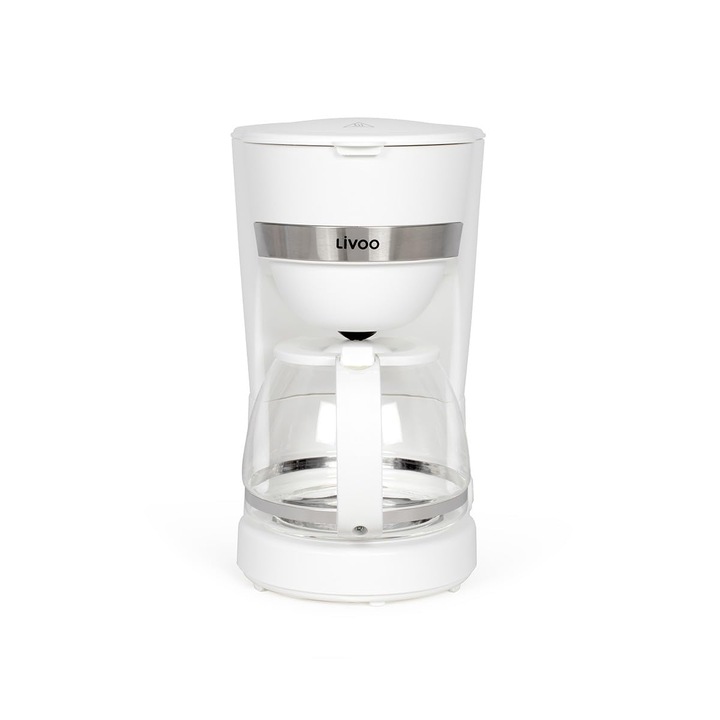 Livoo, Aparat de cafea electric DOD200N, 12 cesti, Capacitate 1, 25 L, 750 W, Filtru reutilizabil, Functie de mentinere la cald, Alb