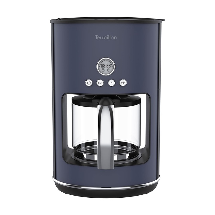 Terraillon, Aparat de cafea electric cu filtru New Moon, programabil, ulcior de sticla, 1080 W, capacitate 1, 25 l, functie mentinere la cald, functie anti-picurare, filtru detasabil, corp vopsit