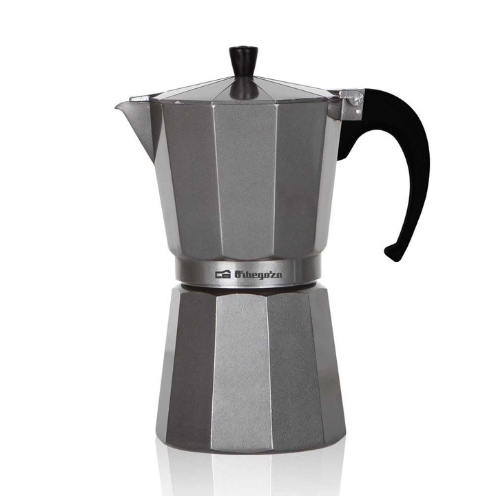 Orbegozo KFS 1220, aparat de cafea italian din aluminiu, capacitate: 12 cesti, maner ergonomic, supapa de siguranta, filtru detasabil