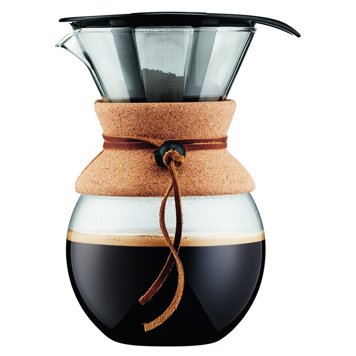Bodum 11571-109 Aparat de cafea cu filtru permanent 1 L, multistrat, transparent, 14 x 16, 3 x 20, 2 cm, 6 buc