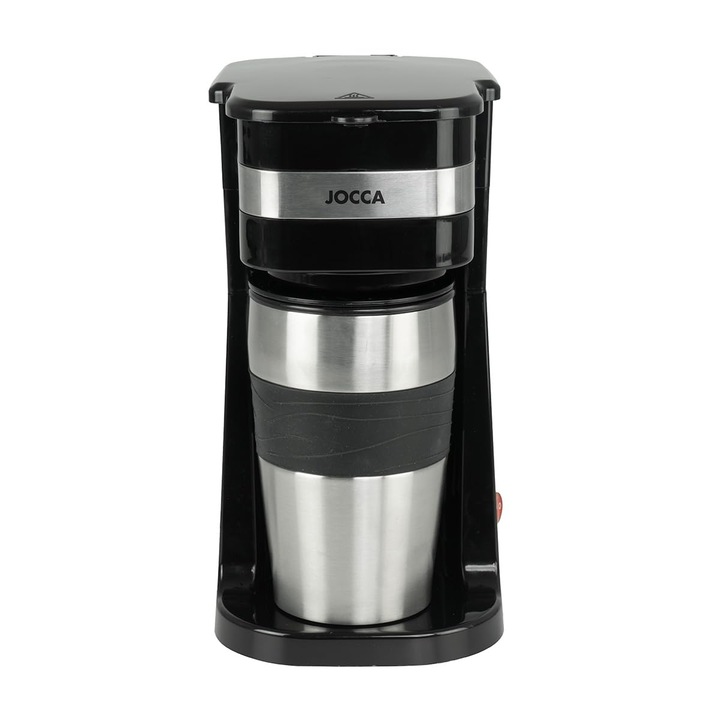 Jocca, aparat de cafea cu cana de voiaj 420 ml, Filtru plasa reutilizabil, Oprire automata, Cana termica din otel inoxidabil cu pereti dubli, 650-750W, compact si portabil