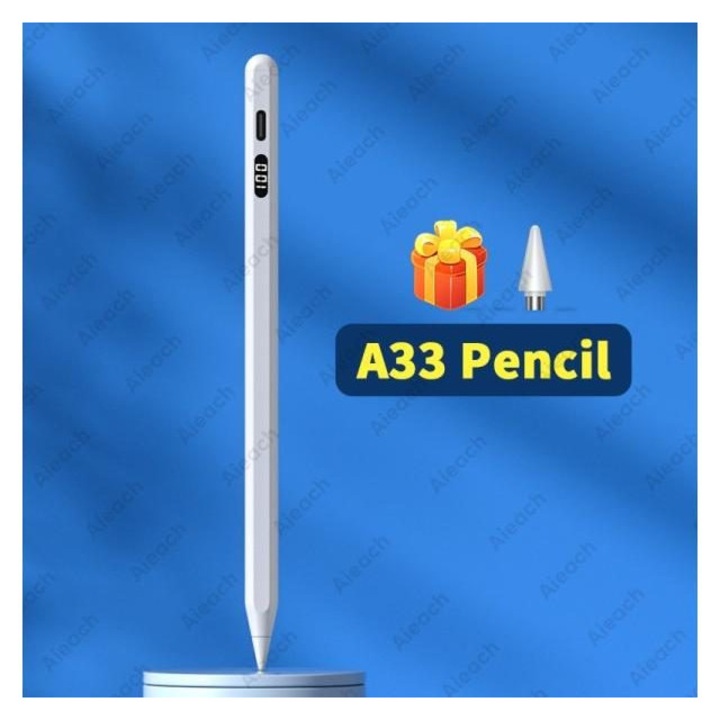 Stylus toll fém A33, gyors töltés, fekete, univerzális, 14x1cm