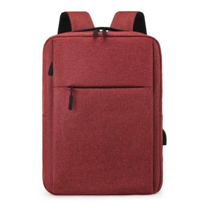 Rucsac laptop 15.6 inch, nylon, rezistent la apa, rosu, 15.6x45x30cm