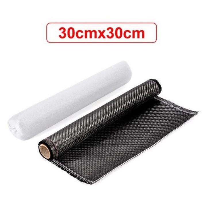 Szénszálas textil anyag, 3K, 200gsm, 0.2mm, fekete, 30x30cm