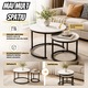 Set 2 Masute Cafea Rotunde Infiniteea™, 2 in 1, Blat PAL Laminat Efect Marmura Alba, Cadru Metalic, Masa Mare 60 x 45 cm, Masa Mica 40 x 40 cm, Design Modern, Ideal pentru Living, Negru