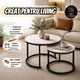 Set 2 Masute Cafea Rotunde Infiniteea™, 2 in 1, Blat PAL Laminat Efect Marmura Alba, Cadru Metalic, Masa Mare 60 x 45 cm, Masa Mica 40 x 40 cm, Design Modern, Ideal pentru Living, Negru