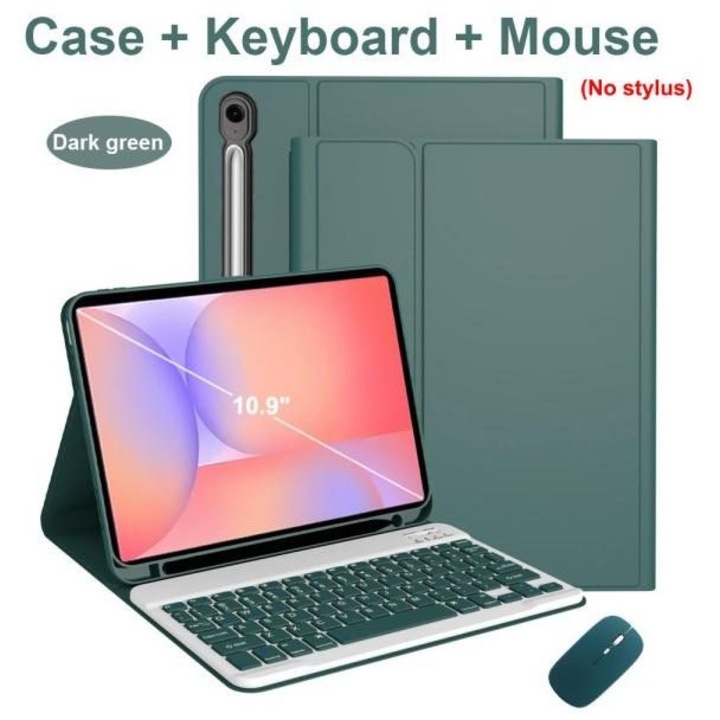 Husa tableta cu tastatura Bluetooth, 10.9 inch, verde inchis, rezistenta la apa si socuri, pentru Samsung Galaxy Tab S10 Lite