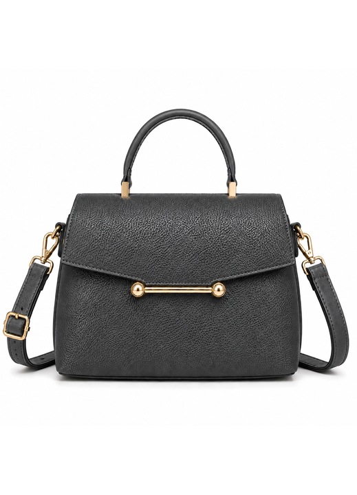 BOLUAMPHC® Geanta de Mana Dama Eleganta, 3 Compartimente, 4 buzunare, si Exterior Spate cu Fermoar, Curea Ajustabila, Poseta Mica Dama Pentru Portofele, Breloc cu Portmoneu, Gri