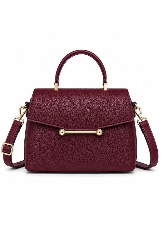 BOLUAMPHC® Geanta de Mana Dama Eleganta, 3 Compartimente, 4 buzunare, si Exterior Spate cu Fermoar, Curea Ajustabila, Poseta Mica Dama Pentru Portofele, Breloc cu Portmoneu, Rosu