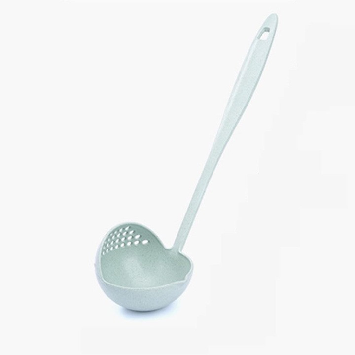 Lingura supa 2 in 1 din paie de grau, maner lung, alb, 24cm