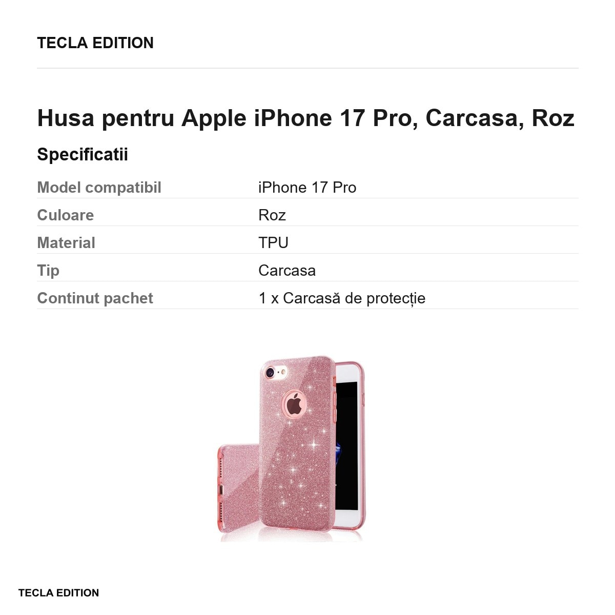 Husa pentru Apple iPhone 17 Pro, Carcasa, Roz