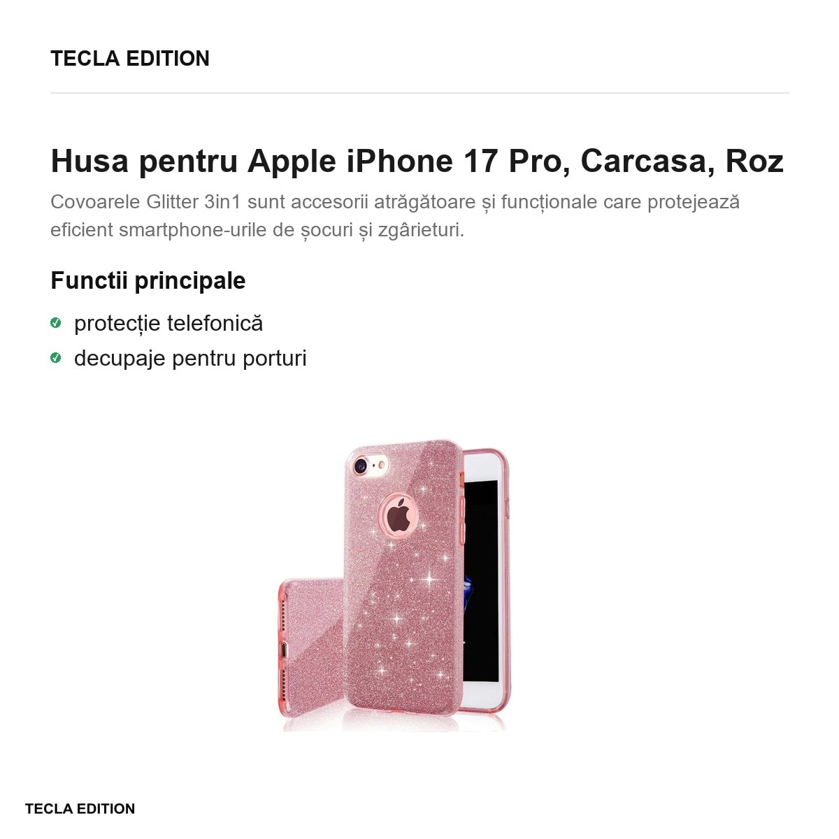 Husa pentru Apple iPhone 17 Pro, Carcasa, Roz