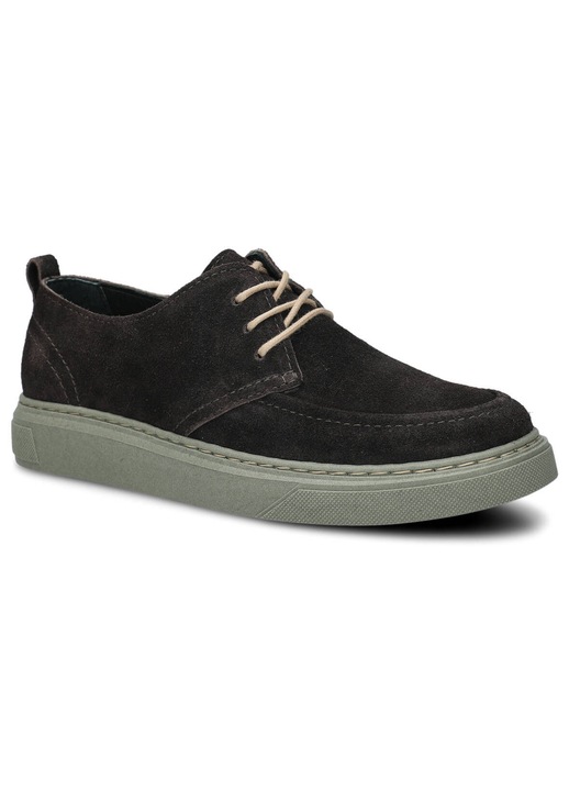 Pantofi barbatesti, Mocasini, Adidasi NAGABA, modelul 473, piele naturala, captuseala si interior din piele, confortabili pantofi din velur, in stil vintage, sportive, cu sireturi - Grafit, 43 EU