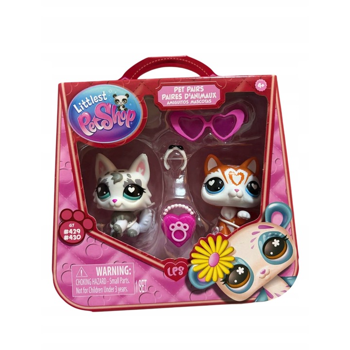 Комплект от 2 фигурки Littlest Pet Shop Purrfect Couple G7 KO7R08G0, котки #429/#430 с аксесоари, многоцветен